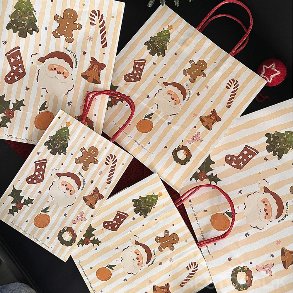 Handheld Christmas Gingerbread Man Kraft Paper Bakery Bags