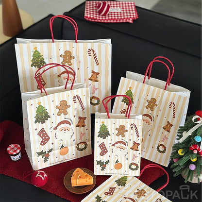 Handheld Christmas Gingerbread Man Kraft Paper Bakery Bags