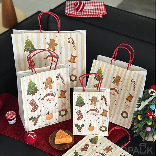 Handheld Christmas Gingerbread Man Kraft Paper Bakery Bags
