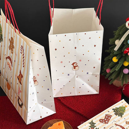 Handheld Christmas Gingerbread Man Kraft Paper Bakery Bags