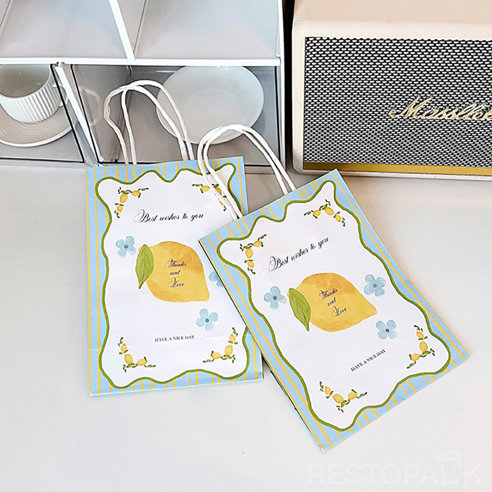 Handheld Lemon Letter Kraft Paper Bakery Bags