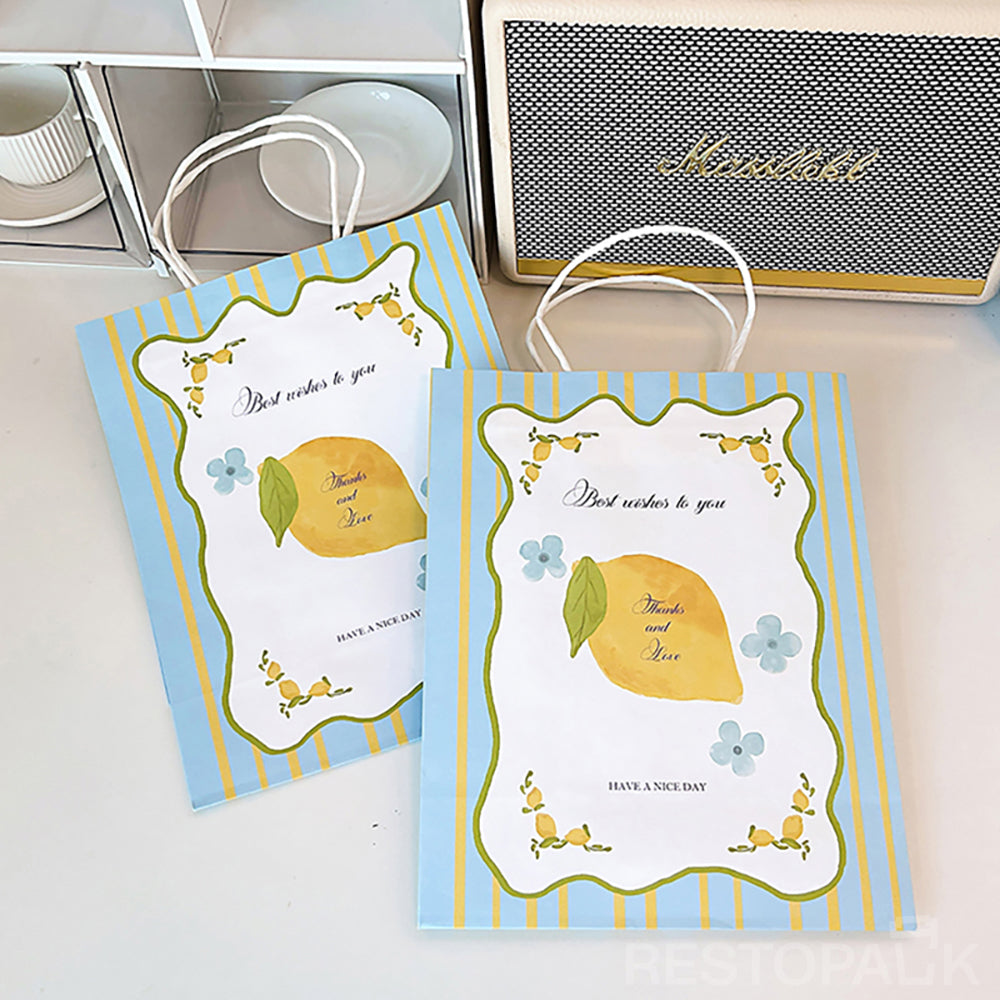 Handheld Lemon Letter Kraft Paper Bakery Bags