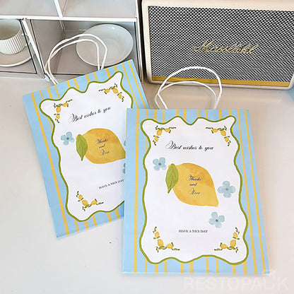 Handheld Lemon Letter Kraft Paper Bakery Bags