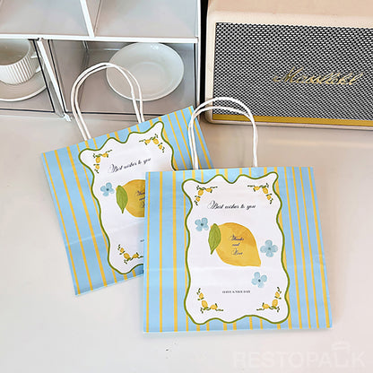 Handheld Lemon Letter Kraft Paper Bakery Bags