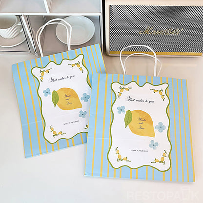 Handheld Lemon Letter Kraft Paper Bakery Bags