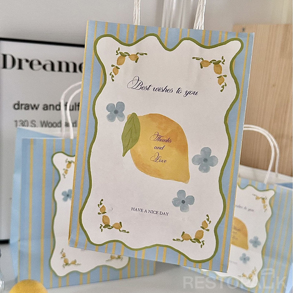 Handheld Lemon Letter Kraft Paper Bakery Bags