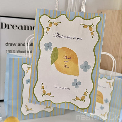 Handheld Lemon Letter Kraft Paper Bakery Bags
