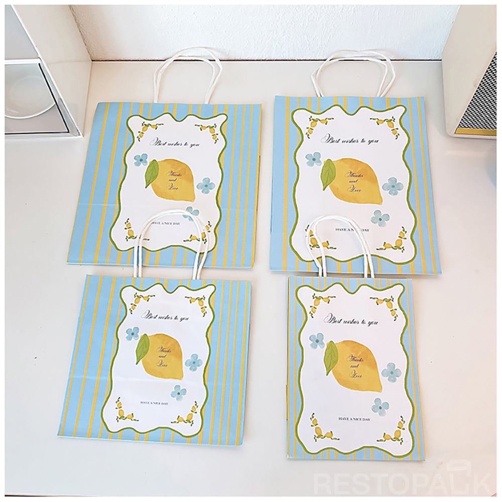 Handheld Lemon Letter Kraft Paper Bakery Bags