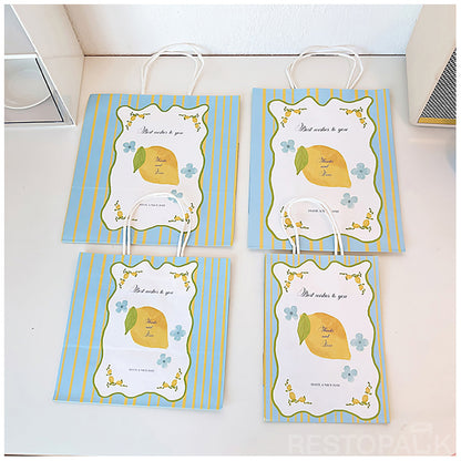 Handheld Lemon Letter Kraft Paper Bakery Bags