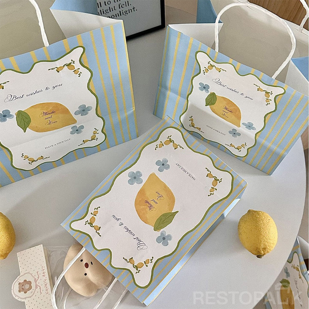 Handheld Lemon Letter Kraft Paper Bakery Bags