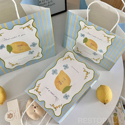 Handheld Lemon Letter Kraft Paper Bakery Bags