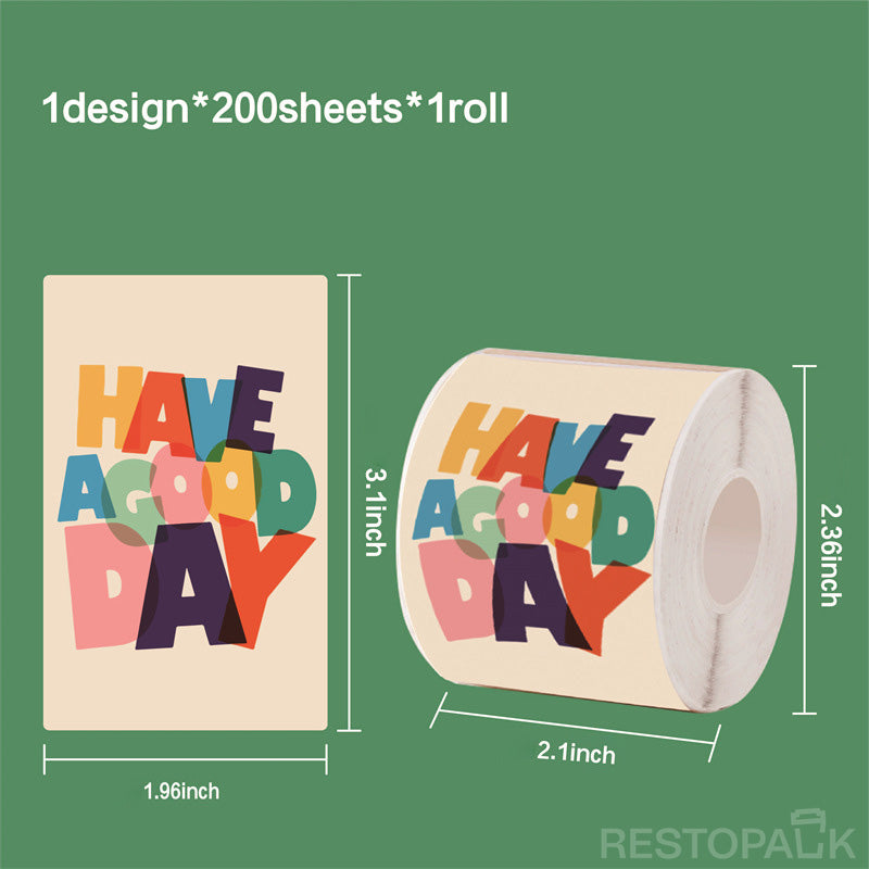 Have a Good Day Rectangle Seal Sticker Roll - 200/Roll