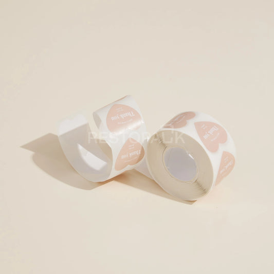 Heart Shaped Thank You Seal Sticker Roll - 500/Roll