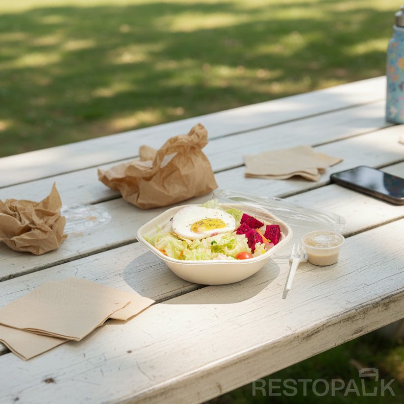 34 oz Hexagonal Bagasse Bowl – Compostable Bagasse Food Container