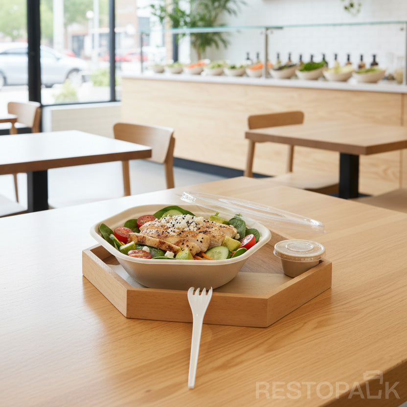 54 oz Hexagonal Bagasse Bowl – Compostable Bagasse Food Container