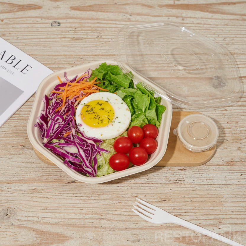 54 oz Hexagonal Bagasse Bowl – Compostable Bagasse Food Container