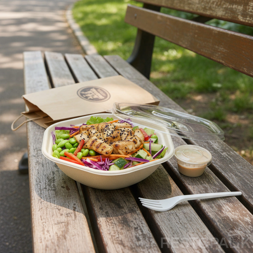 54 oz Hexagonal Bagasse Bowl – Compostable Bagasse Food Container