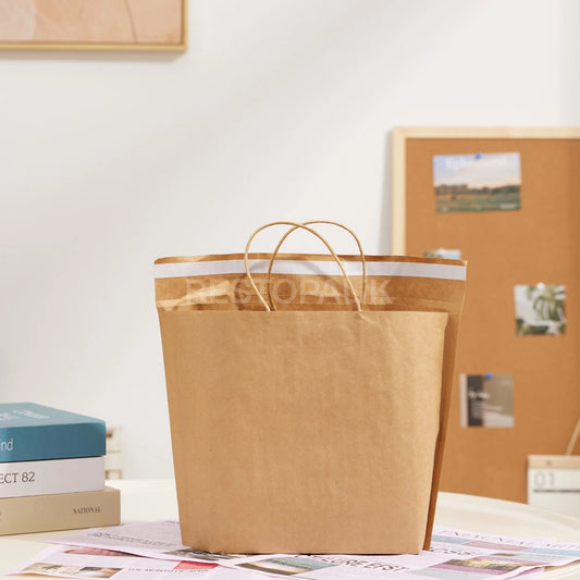 Kraft Paper Bubble Lined Takeaway Bag with Tear-Open Handle