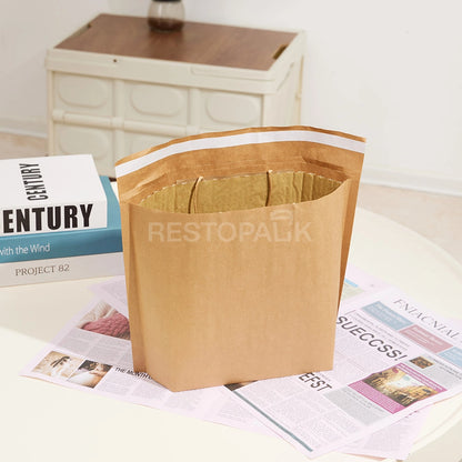 Kraft Paper Bubble Lined Takeaway Bag with Tear-Open Handle
