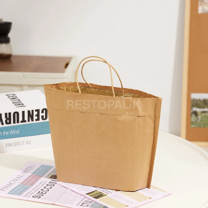 Kraft Paper Bubble Lined Takeaway Bag with Tear-Open Handle