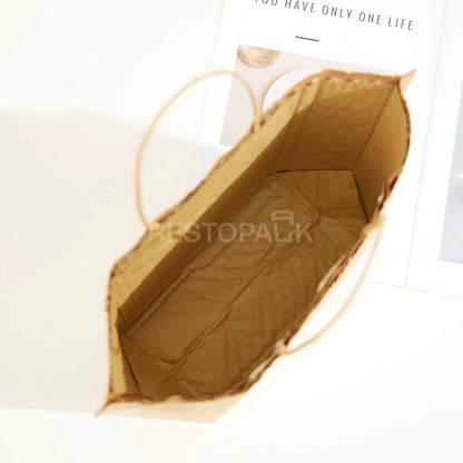 Kraft Paper Bubble Lined Takeaway Bag with Tear-Open Handle