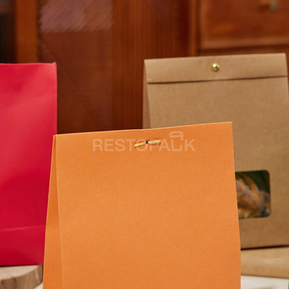 Kraft Paper Window Bags with Customizable Header Card and Snap Closure