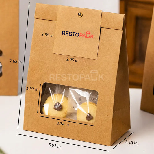Kraft Paper Window Bags with Customizable Header Card and Snap Closure