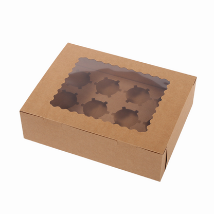 Kraft Window Cupcake / Muffin Box with 12 Slot Insert