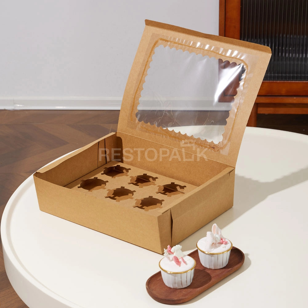 Kraft Window Cupcake / Muffin Box with 12 Slot Insert