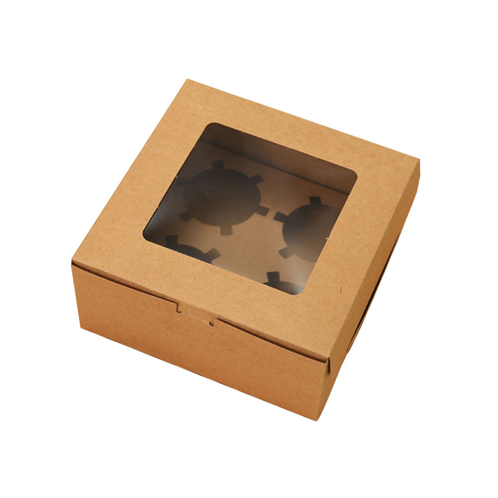 Kraft Window Cupcake / Muffin Box with 4 Slot Insert