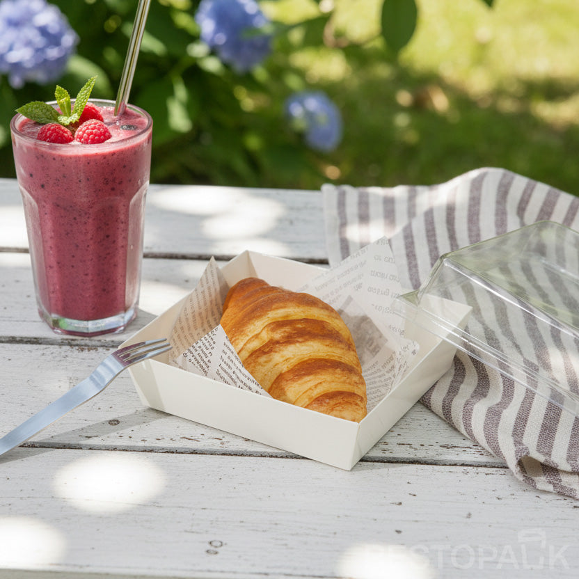 Large Square Cake Bakery Box with Clear PET Lid