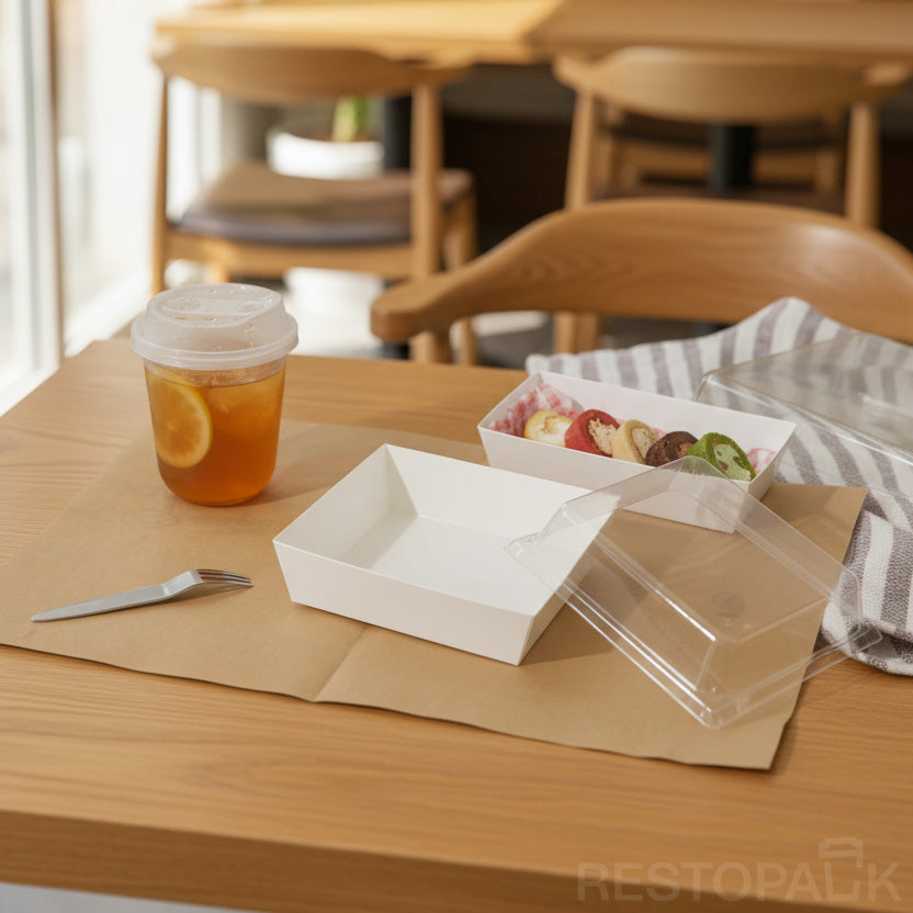 Large Square Cake Bakery Box with Clear PET Lid