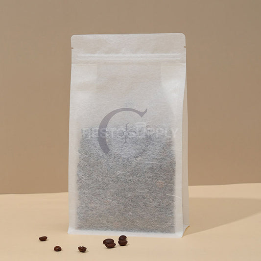 Custom Translucent Rice Paper Flat Bottom Coffee Bags
