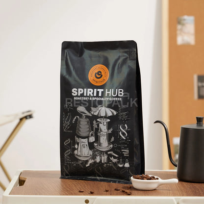 Matte Black Eight-Side Seal Coffee Bag with Zipper & Custom Print