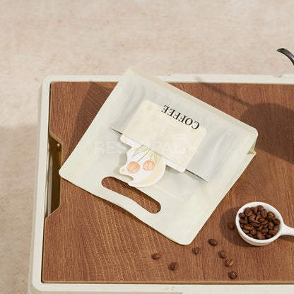 Matte Cream Coffee Packaging Bag with Handle & Card Slot