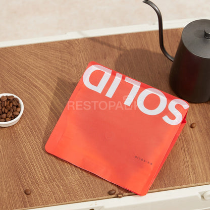 Matte Textured Red Flat Bottom Coffee Bag with Peel & Reseal Zipper