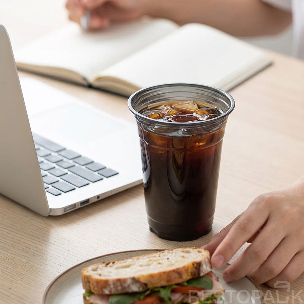 PET Black Cold Drink Coffee Cups