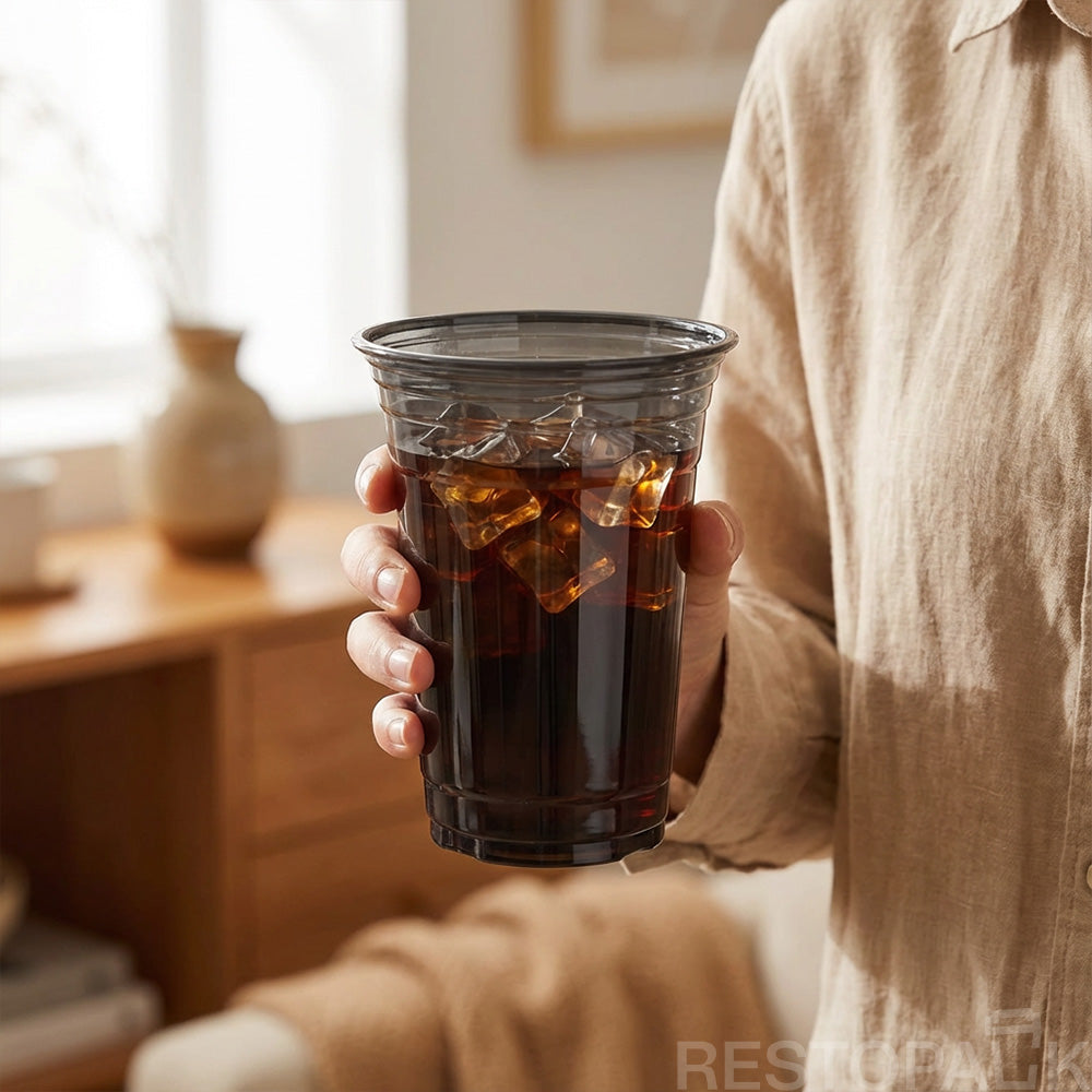 PET Black Cold Drink Coffee Cups