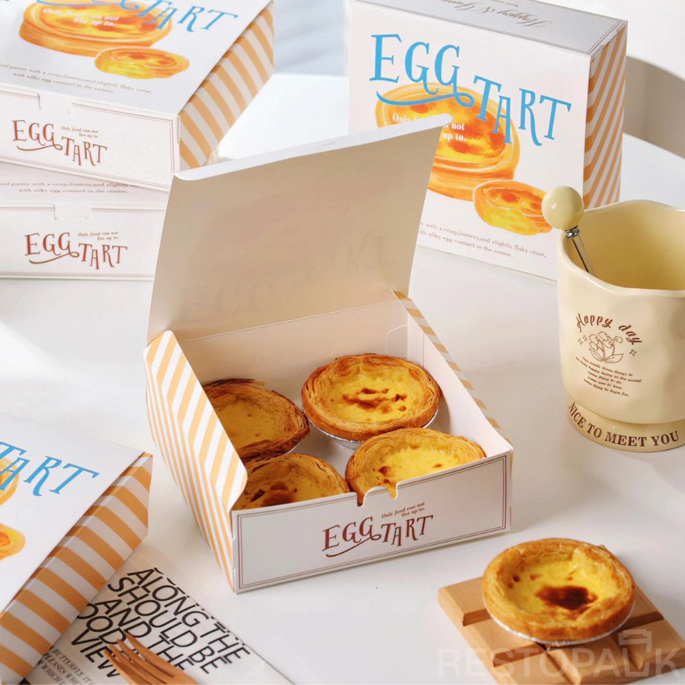 Printed Paper Egg Tart Boxes with Logo Customization