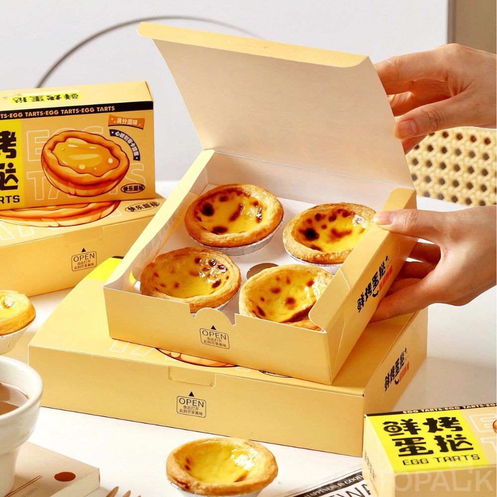 Printed Paper Egg Tart Boxes with Logo Customization