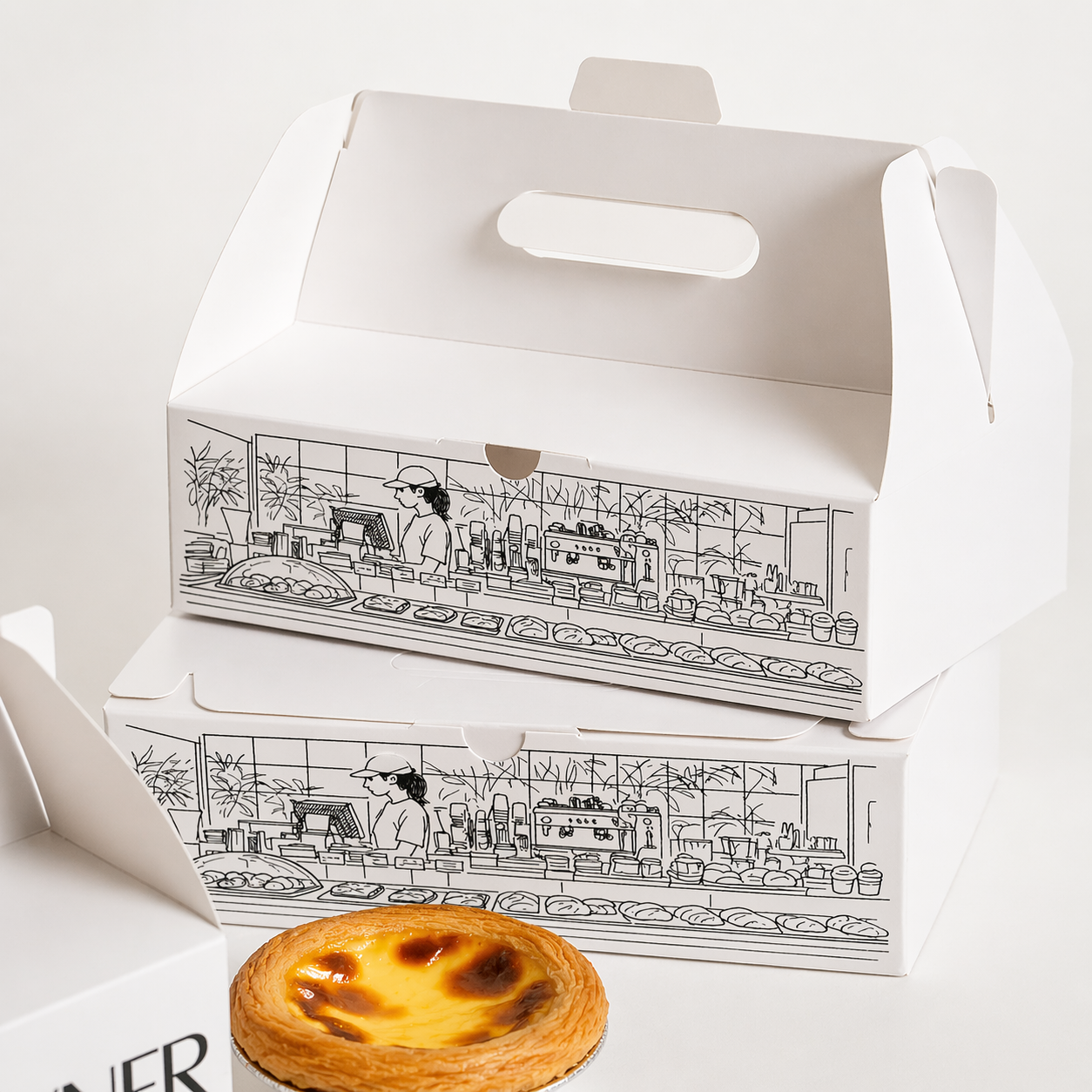 Printed Paper Egg Tart Boxes with Logo Customization