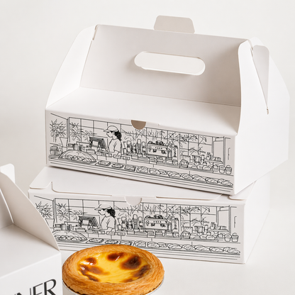 Printed Paper Egg Tart Boxes with Logo Customization