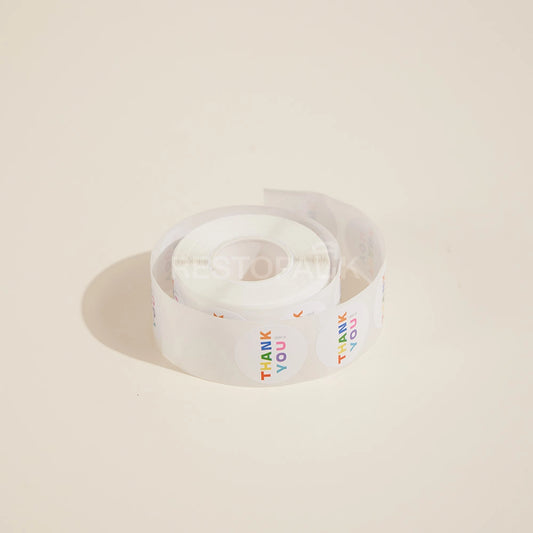 Rainbow Color Thank You Round Seal Sticker Roll - 500/Roll