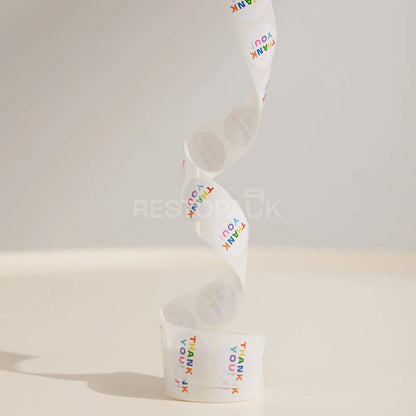 Rainbow Color Thank You Round Seal Sticker Roll - 500/Roll