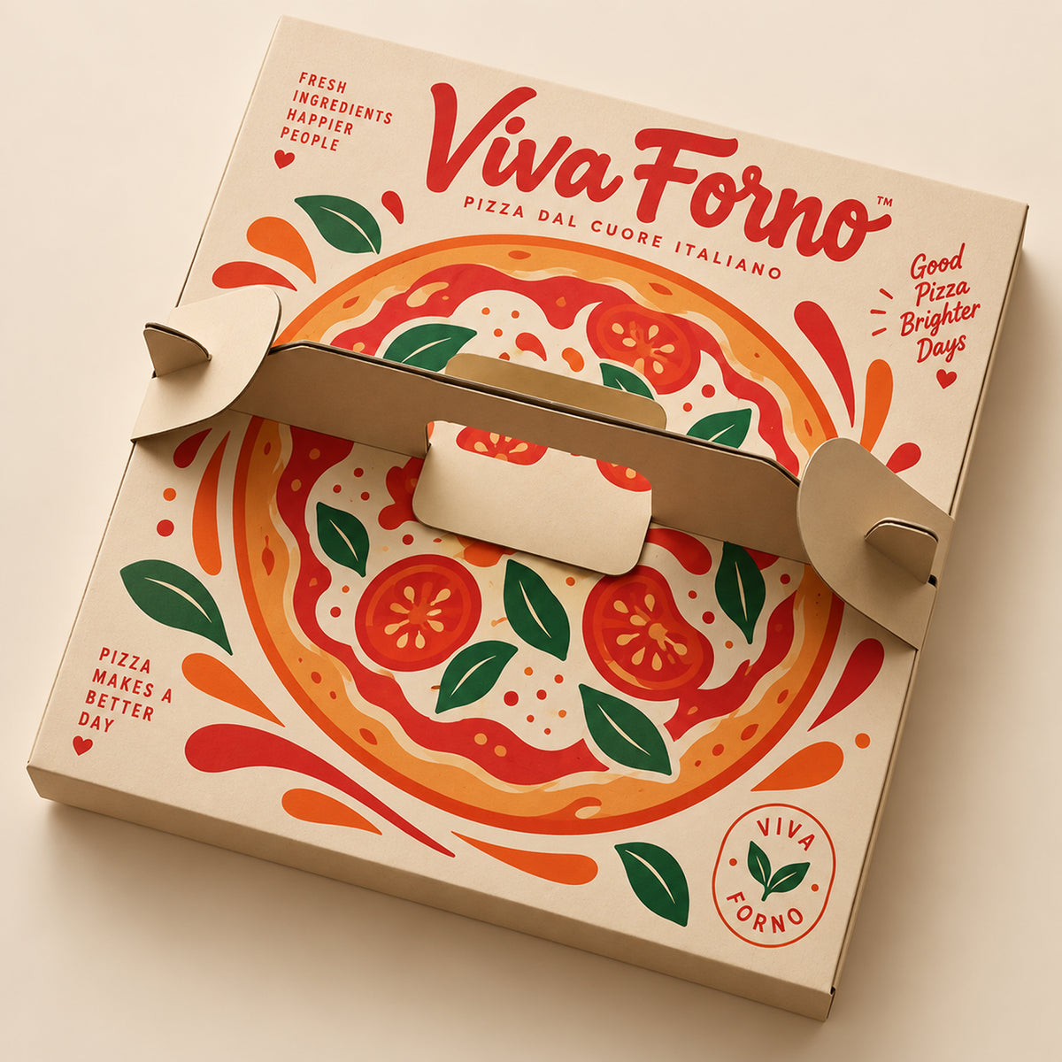 Custom Printed Pizza Boxes with Carry Handles
