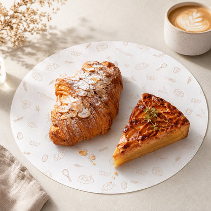 Round food wrapping paper for pastries and desserts