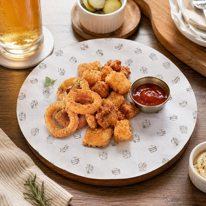 Custom circular food paper liner for restaurants