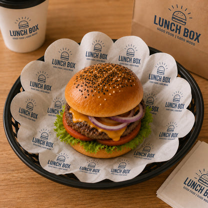 Printed flower-shaped basket liner paper for restaurants