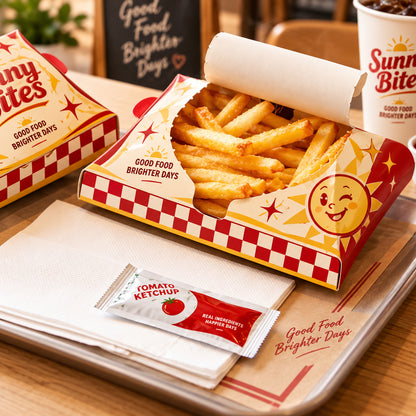 Custom Printed Tear-Open Pillow Fry Boxes