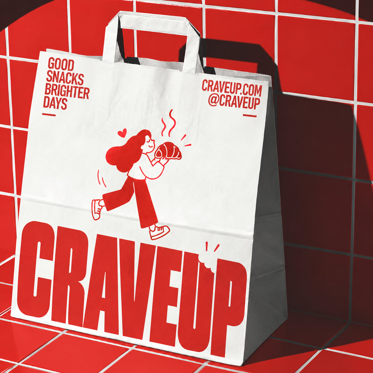 Custom Printed Flat Handle Kraft Takeout Bags